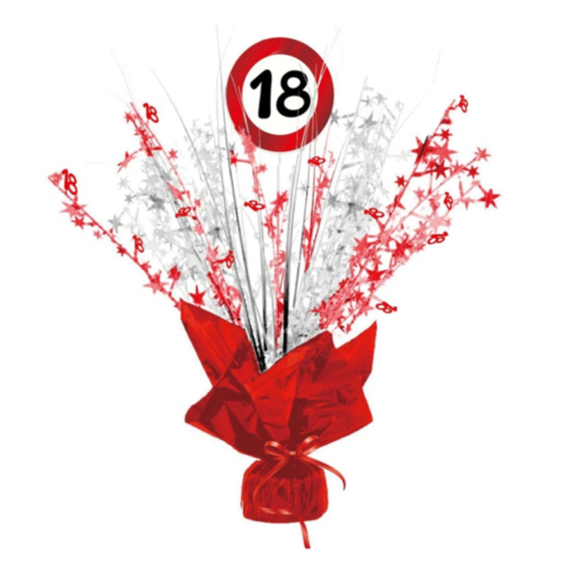 Udo Schmidt Glitzer Tischdeko 18 Verkehrsschild 40 cm aus Kunststoff festliche Tischdekoration zum 18. Geburtstag